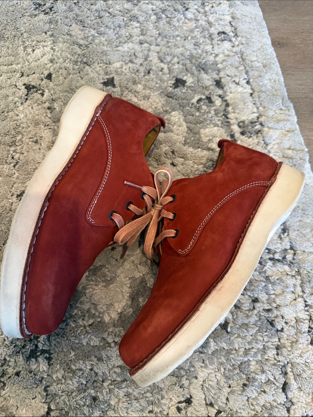Samuel Hubbard "Hubbard Free" Suede Oxford Shoes Rust Red Low Top 8.5 M